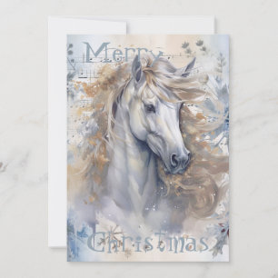 Cartão De Festividades Horse Winter Christmas Watercolor