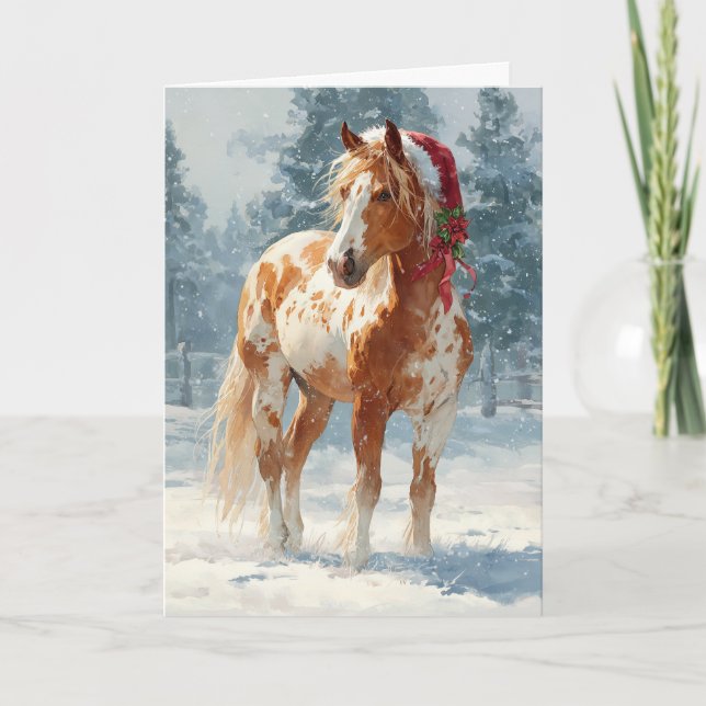 Cartão De Festividades  Horsey Christmas Greeting Card  (Frente)