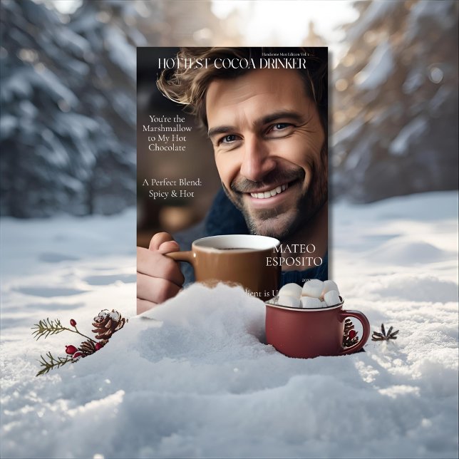 Cartão De Festividades Hottest Cocoa Drinker  Magazine Cover  (Hottest Cocoa Drinker Magazine Cover Holiday Card)