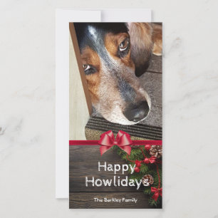 Cartão De Festividades Hound Dog Christmas Beagle Photo Happy Howlidays