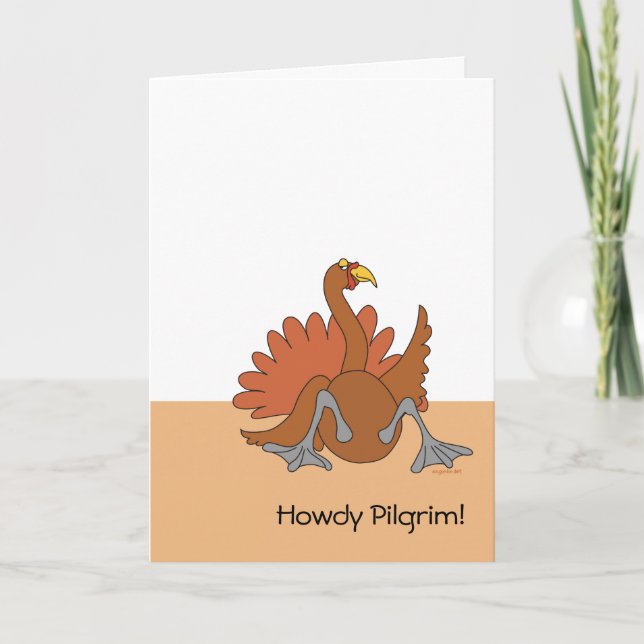 Cartão De Festividades Howdy Pilgrim Holiday Card (Frente)