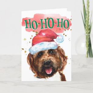 Cartão De Festividades Howlidays Engraçados Labradoodle Santa