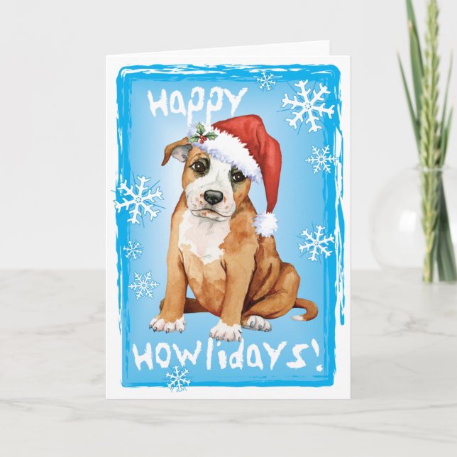 Cartão De Festividades Howlidays feliz Staffordshire bull terrier (Frente)