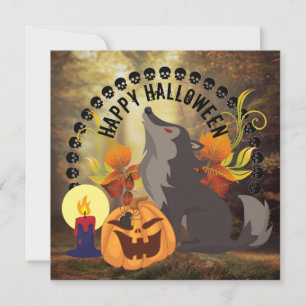 Cartão De Festividades Howling Happy Halloween Spooky Autumn