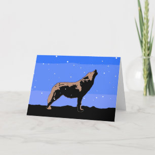 Cartão De Festividades Howling Wolf no inverno - Arte original sobre a vi