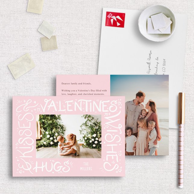 Cartão De Festividades "Hugs & Kisses & Dia de os namorados Wish", com le (Criador carregado)