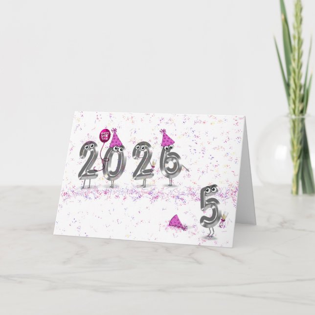 Cartão De Festividades Humor de Festa de Ano Novo 2026 (Frente)