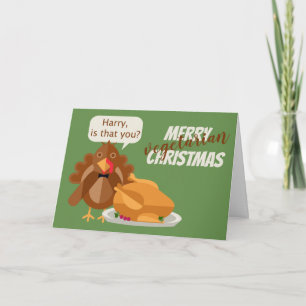 Cartão De Festividades Humor de Natal Vegetariano Feliz