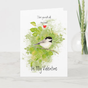 Cartão De Festividades Husband Valentine Love Chickadee Poplar Bird Art