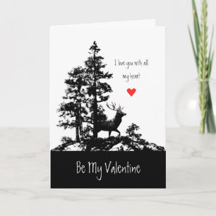 Cartão De Festividades Husband Valentine Love Heart Vintage Stag Deer Art