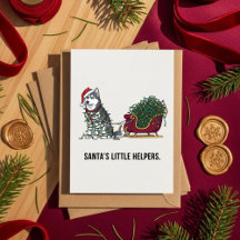 Husky Winter Sleigh Team Cute Christmas Dog 