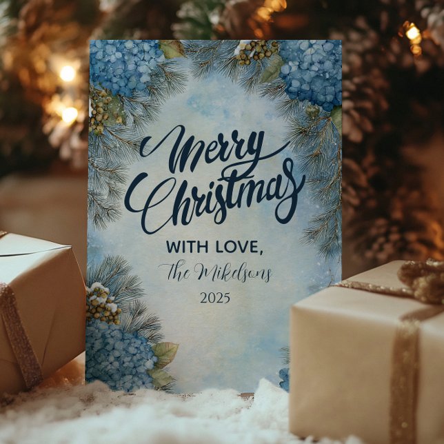 Cartão De Festividades Hydrangea Pine Cones de Natal (Criador carregado)