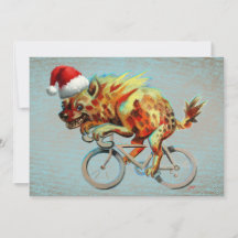 Hyena Andando Uma Bicicleta Vestindo Papai Noel
