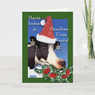 Cartão De Festividades Hyvaa joulua, Finnish Christmas Cow