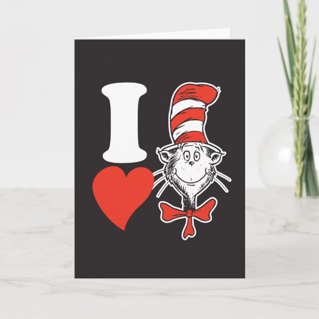Cartão De Festividades I Heart Cat in the Hat (Frente)