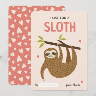 Cartão De Festividades I like you a sloth classroom valentine's day card