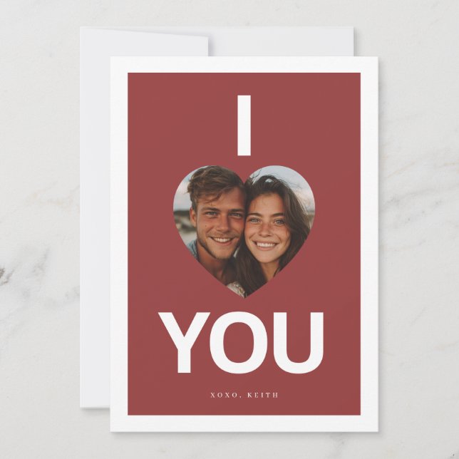 Cartão De Festividades I Love You Heart Photo Valentine (Frente)