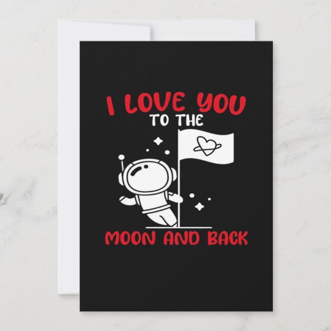 Cartão De Festividades I Love You To The Moon And Back Playful Valentine  (Frente)