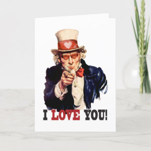 Cartão De Festividades I Love You - Uncle Sam Style Valentine