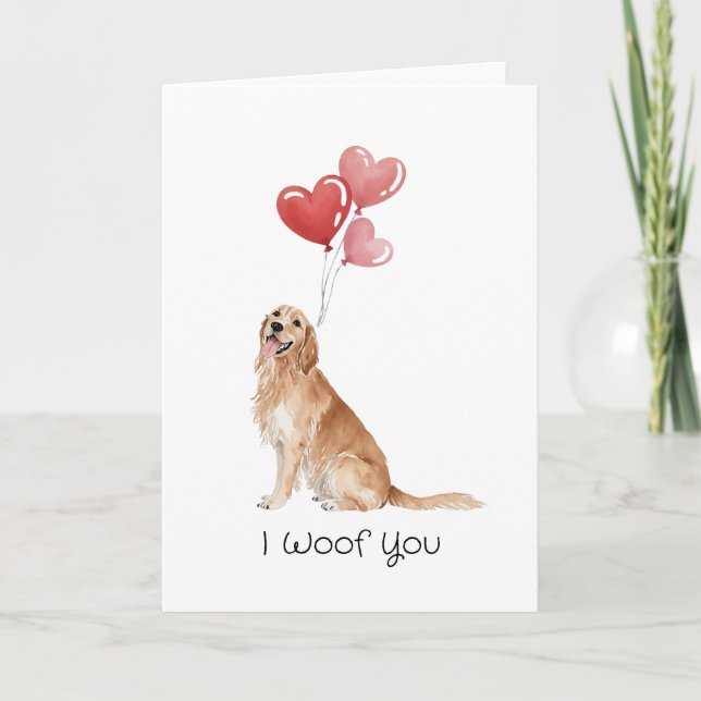 Cartão De Festividades I Woof You Golden Retriever (Frente)