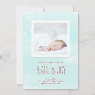 Cartão De Festividades Ice Blue Peace & Joy Photo