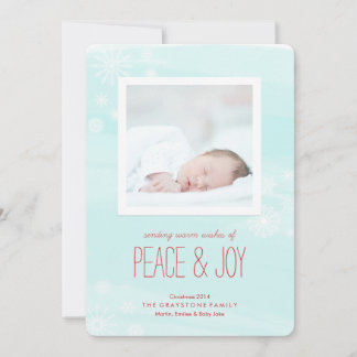Cartão De Festividades Ice Blue Peace & Joy Photo