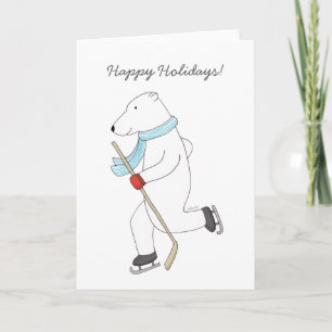 Cartão De Festividades Ice Hockey Christmas Card Polar Bear Hockey Card