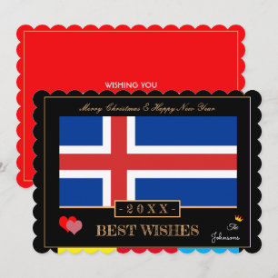 Cartão De Festividades Icelandic Flag &Happy New Year/Best Wishes Iceland