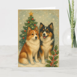 Cartão De Festividades Icelandic Sheepdog Christmas Card