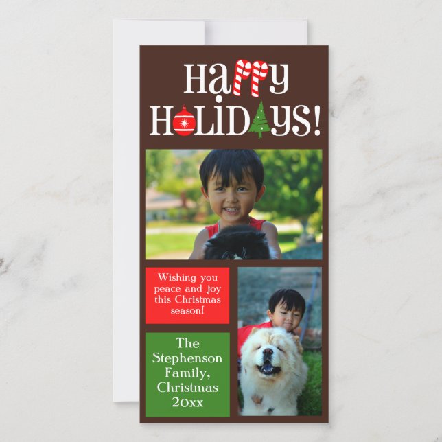 Cartão De Festividades Ícones de letras divertidas Bloqueios de cores Fer (Frente)