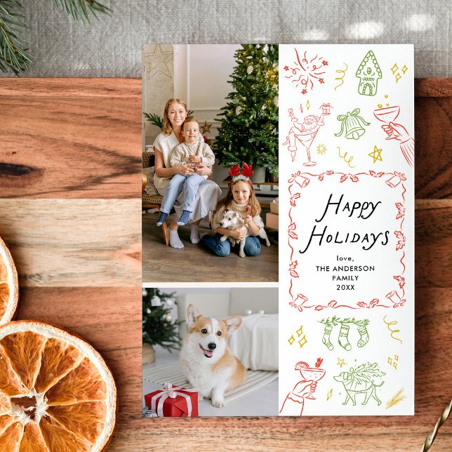 Cartão De Festividades Icones de mão Quirky desenhados Felizes Feriados 2 (Criador carregado)