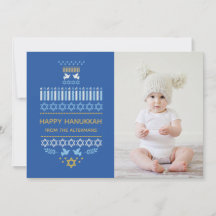 Ícones do Sonho Festivo Hanukkah Holiday Azul Dour