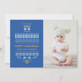 Cartão De Festividades Ícones do Sonho Festivo Hanukkah Holiday Azul Dour