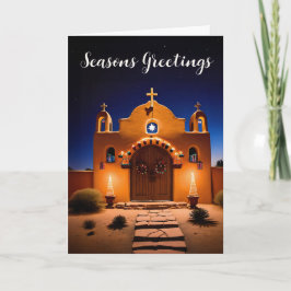Cartão De Festividades Igreja Adobe Novo México Cena de Natal