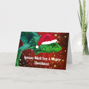 Cartão De Festividades Iguana Wish You A Merry Christmas Personalized