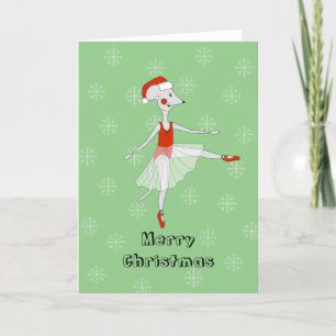 Cartão De Festividades illusima Ballet Mouse Natal Flocos de Neve Verde