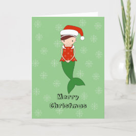 Cartão De Festividades illusima Sereia Flocos de Neve Natal Verde Claro