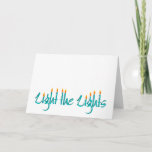 Cartão De Festividades Ilumine as luzes<br><div class="desc">Ilumine o cartão de Chanukah das luzes,  design tipográfico incorpora velas iluminadas.</div>