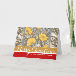 Cartão De Festividades Ilustração Art Nouveau Amarela Flor de Papoula