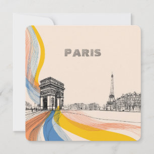 Cartão De Festividades ilustração artística de marcos icônicos de paris