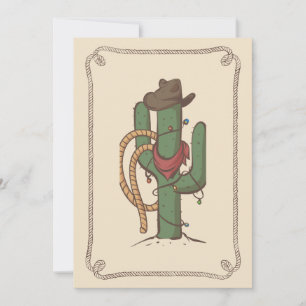 Cartão De Festividades Ilustração Cactus Cowboy