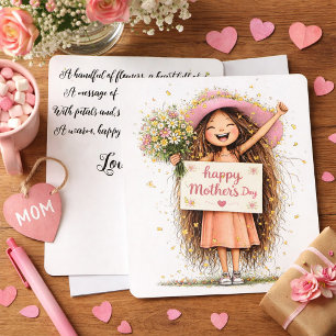 Cartão De Festividades Ilustração Caprichosa do Dia das Mães