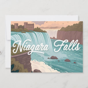Cartão De Festividades Ilustração Cénica das Cataratas do Niágara ao Pôr-