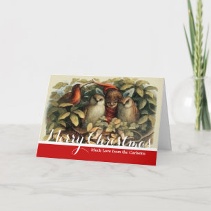 Cartão De Festividades Ilustração da Natureza de Corujas e Fadas Elficas