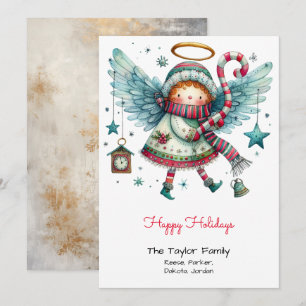Cartão De Festividades Ilustração de Anjo Excêntrico Feliz Natal