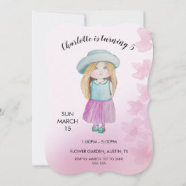 Cartão De Festividades Ilustração de Aquarela de Boneca Bonita