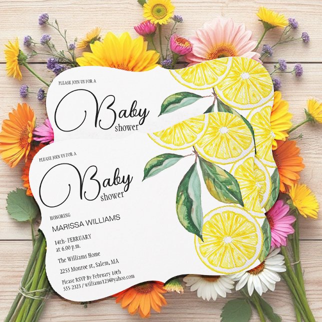 Cartão De Festividades Ilustração de Aquarela em Fatias de Limão (Criador carregado)