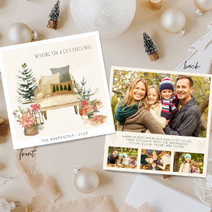 Cartão De Festividades Ilustração de Aquarela Moderna Minimalista 4 Fotog