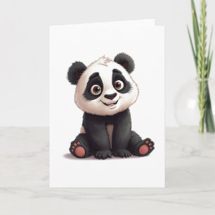 Cartão De Festividades Ilustração de Arte de Panda Sentado em Cartoon
