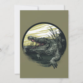 Cartão De Festividades Ilustração de Arte de Pântano de Jacaré Feroz
